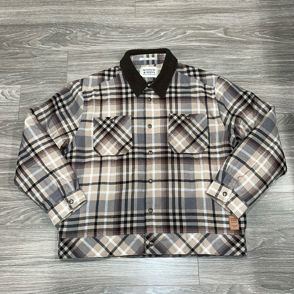 Scotch and Soda Sherpa lined flannel jacket. Size XL. NWT